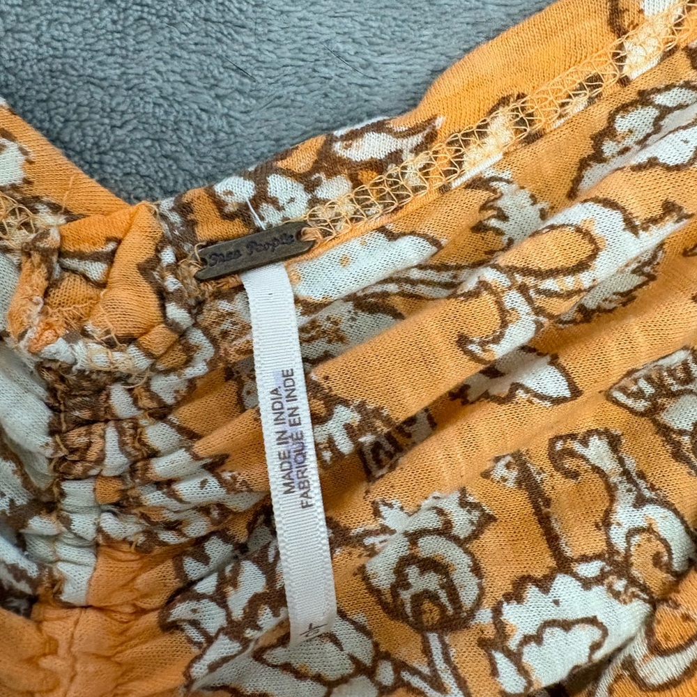 💋FREE PEOPLE BLOOD ORANGE COMBO DEEP V INSIDE OUT STYLE TOP, L - Picture 4 of 5